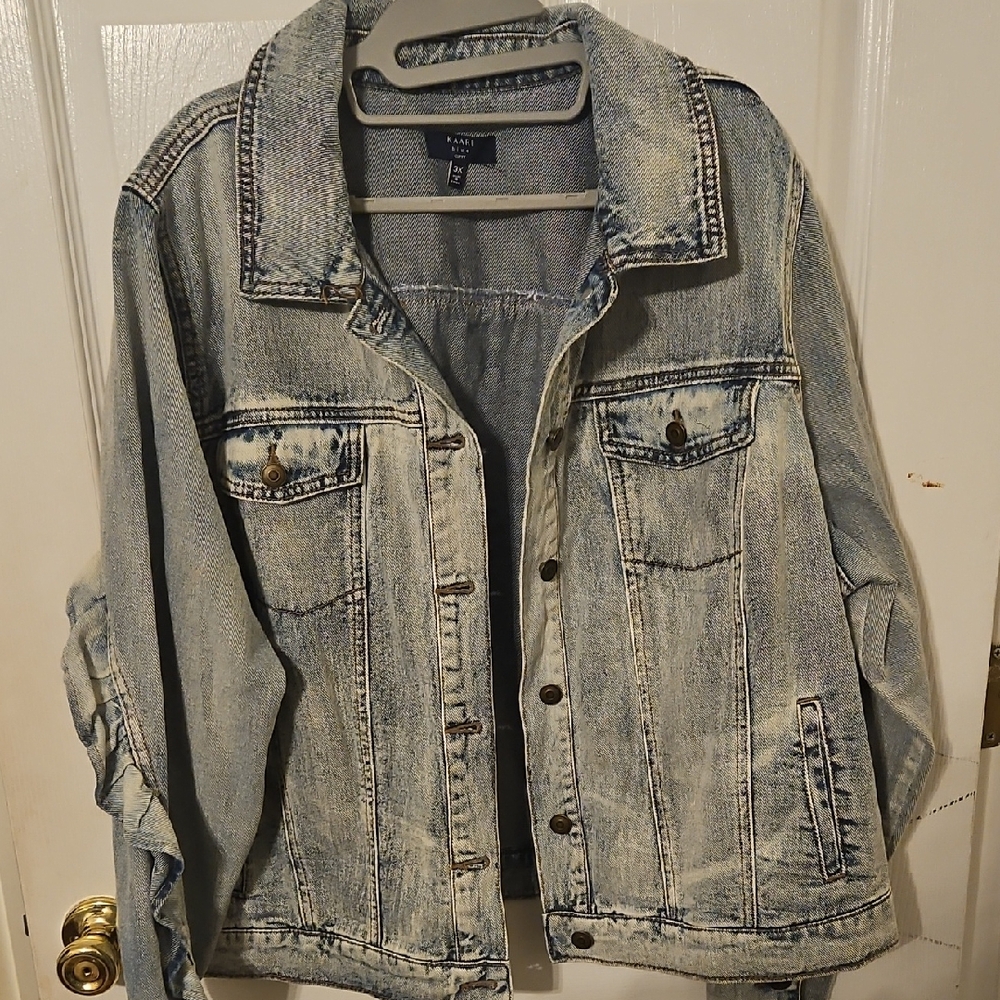 Kaari Blue Curvy Denim Jacket 3X